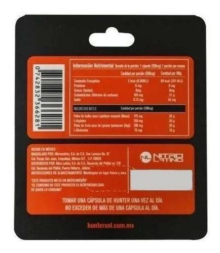 Suplemento Nitro Latino Hunter XNL de 500mg .